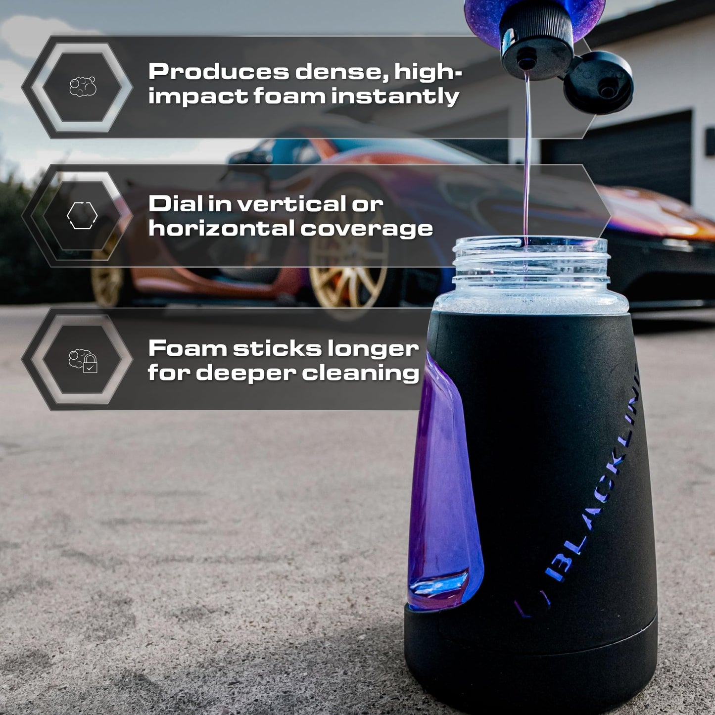 BLACKLINE® ULTRA Series Foam Cannon 3.0, Adjustable Snow Foam Lance for Pressure Washer, Heavy-Duty Car Wash Foam Cannon with 1/4" Quick Connect, Wide Mouth Bottle, High-Output Thick Foam Spray