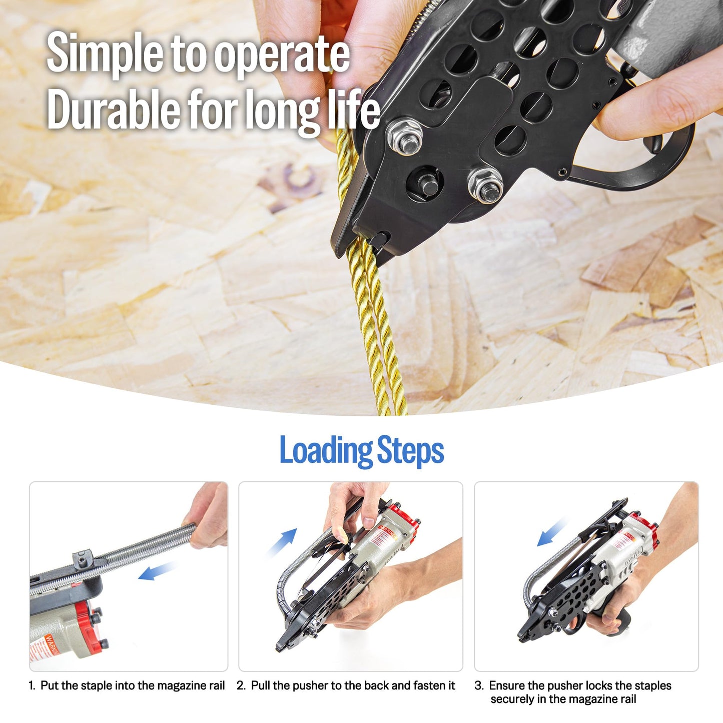 meite SC760S-I2 Pneumatic Hog Ring Gun, 16 Gauge 1/2" Crown Hog Ring Pliers, 2.6-3.6 mm Closure, Short Magazine Lightweight Air C Ring Stapler for Fencing, Upholstery, Pet Cages, and Bag Closing