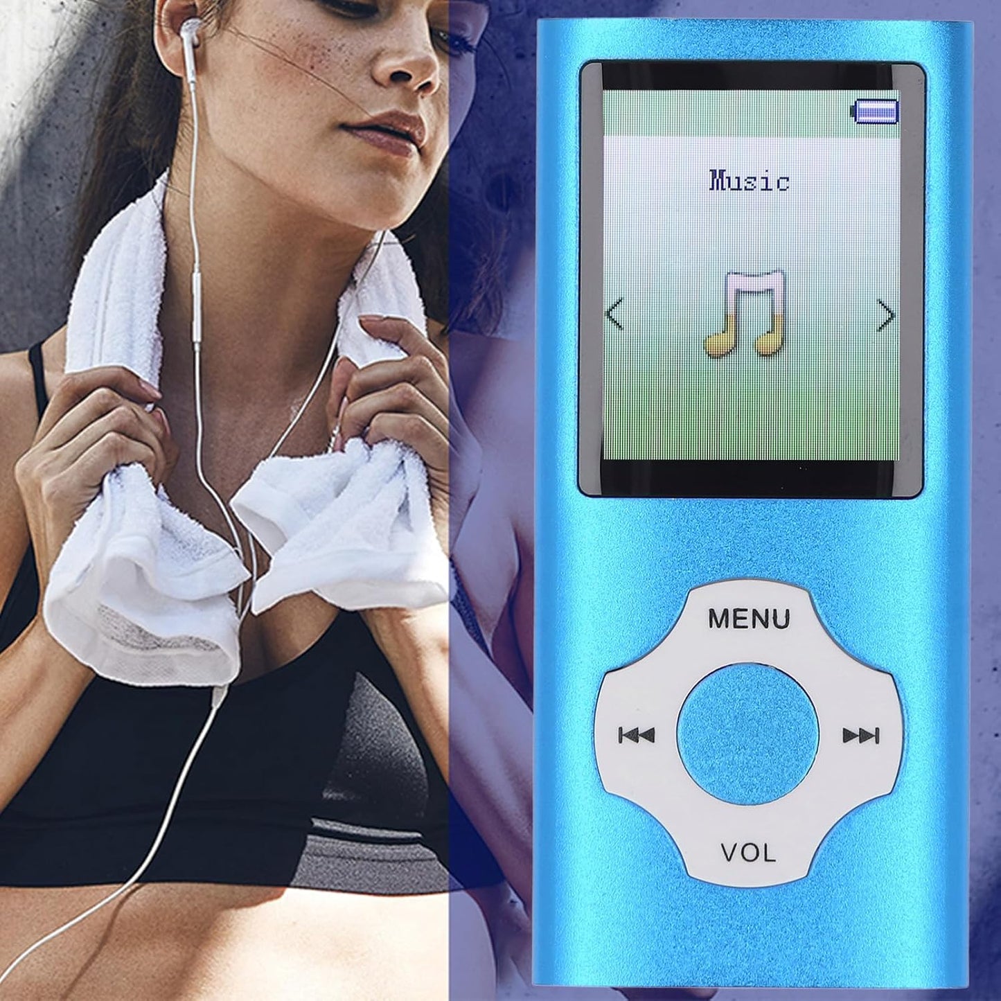 MP3 MP4 1.8in 128GB Player, Lossless Sound Portable Video Music Player, Color Screen Digital Music Player with Speaker