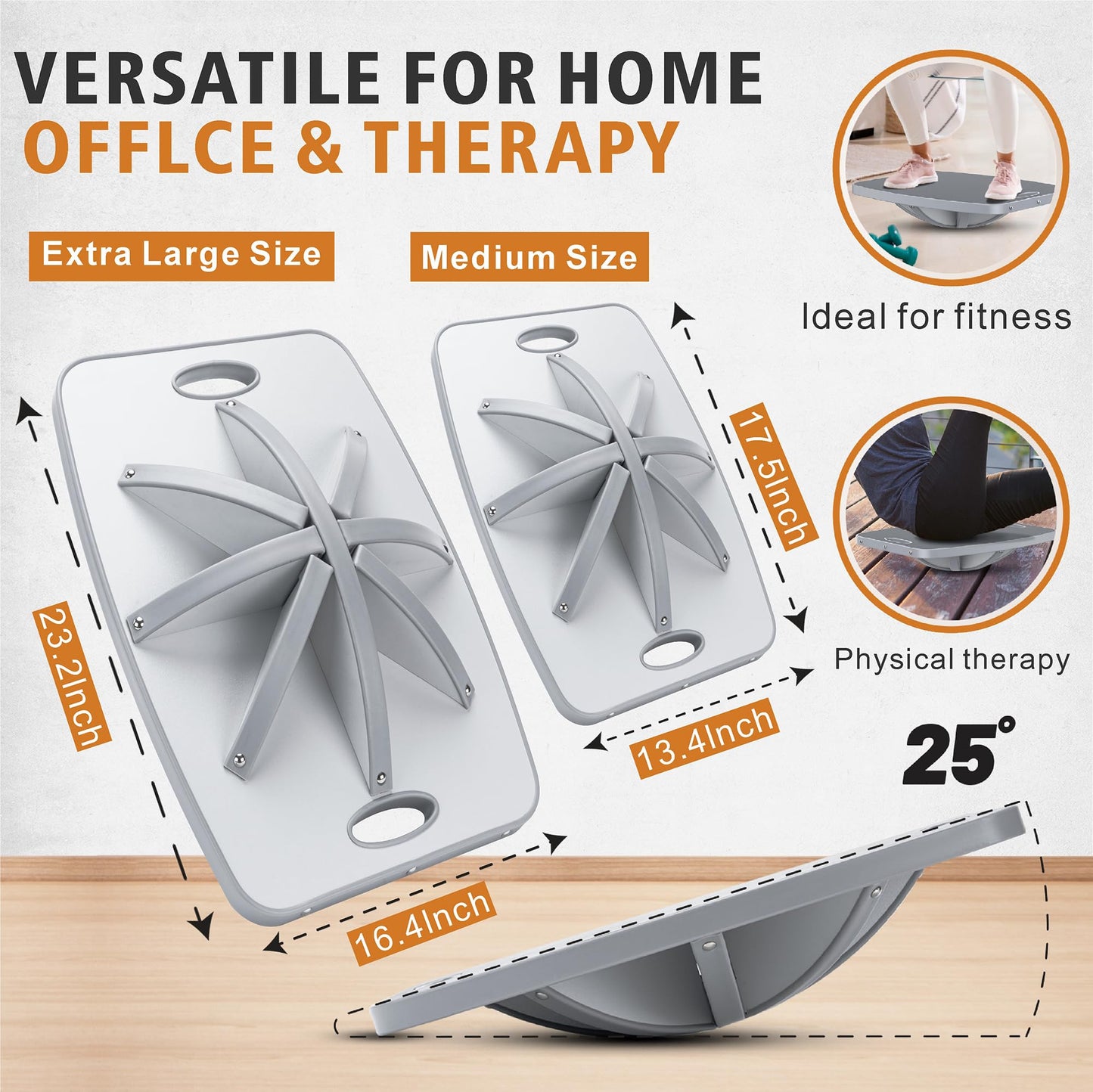 Professional Wooden Balance Board, 360 Degree Portable Wobble Board with Comfortable Surface, Standing Desk Rocker Board for Physical Therapy, Core Strength Stability Training