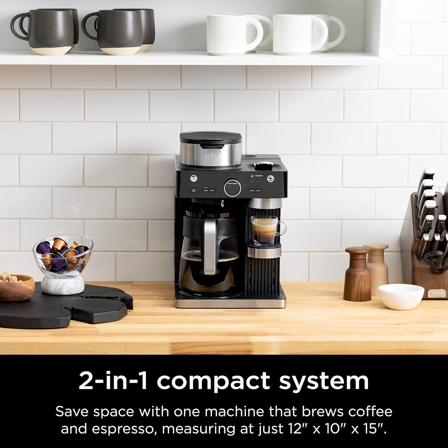 Ninja Espresso Maker - 3 Brew Styles, Single-Serve & Nespresso Compatible - Built-In Frother, Black