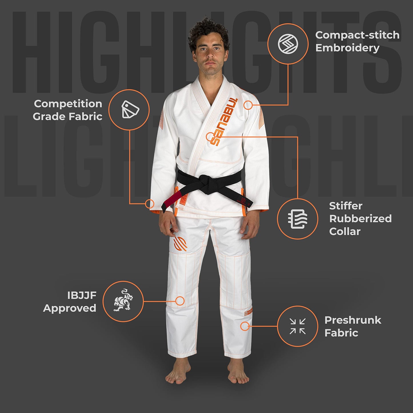 Sanabul Highlights Pro Brazilian Jiu Jitsu Gi Premium BJJ Gi IBJJF Competition - White, A0