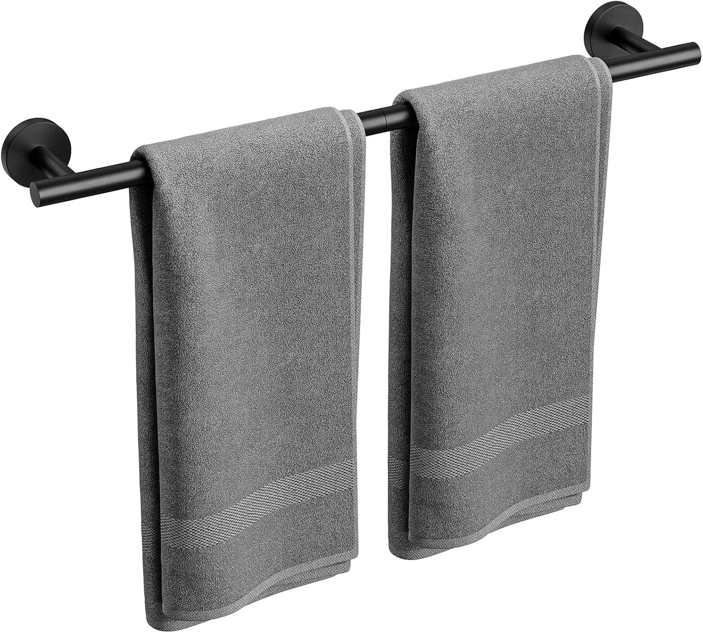 Skiennix Matte Black Towel Bar - 24 Inch Wall-Mounted Towel Holder | Durable SUS304 Stainless Steel