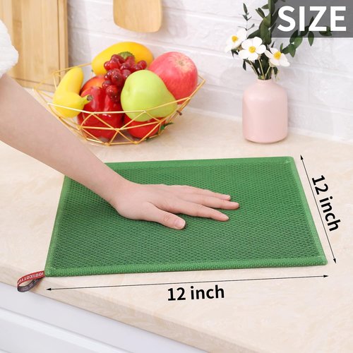 Homaxy Kitchen Dish Cloths - 100% Cotton Waffle Weave, Ultra Soft & Absorbent, 12x12 Inches, 6-Pack | Grass Green