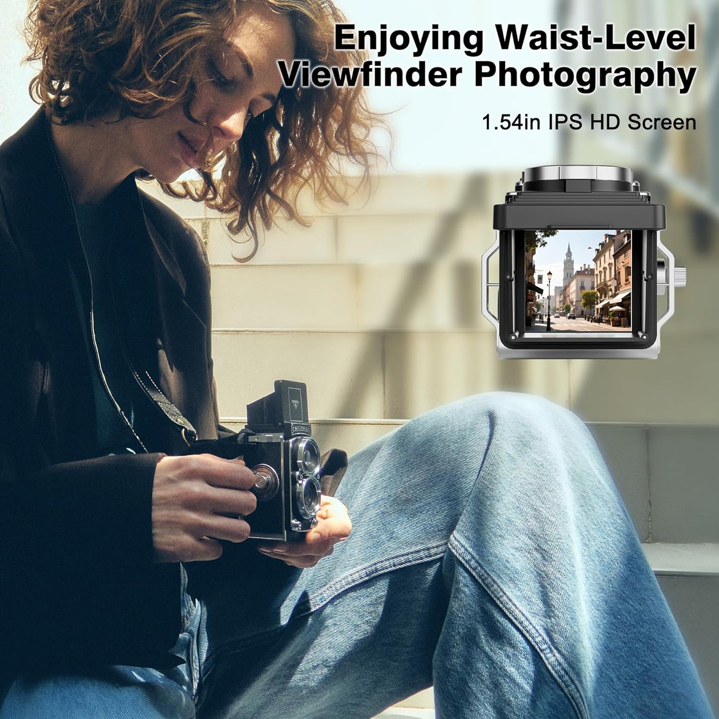 JOYTRIP 1080P 12MP 16 CHUZHAO Vintage Mini Digital Camera, Portable TLR Style Retro Point and Shoot Compact Small