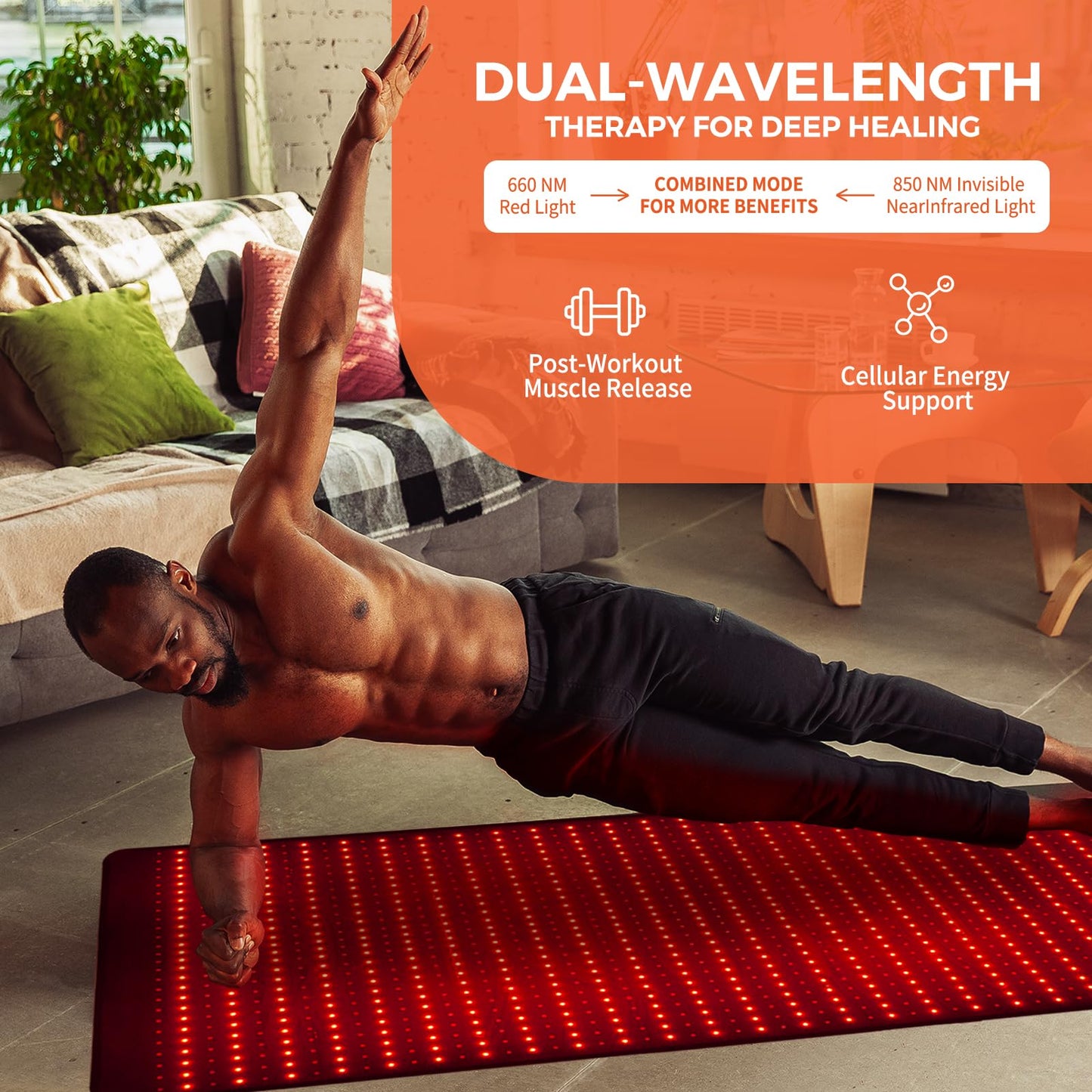 QuasarMD Infrared Red Light Therapy Mat- 1440 pcs Professional SMD LED Chips - 660nm & 850nm Wavelengths, Pain Relief, Enhances Recovery, Whole Body Care, Sleep Improvement & Energy Boost