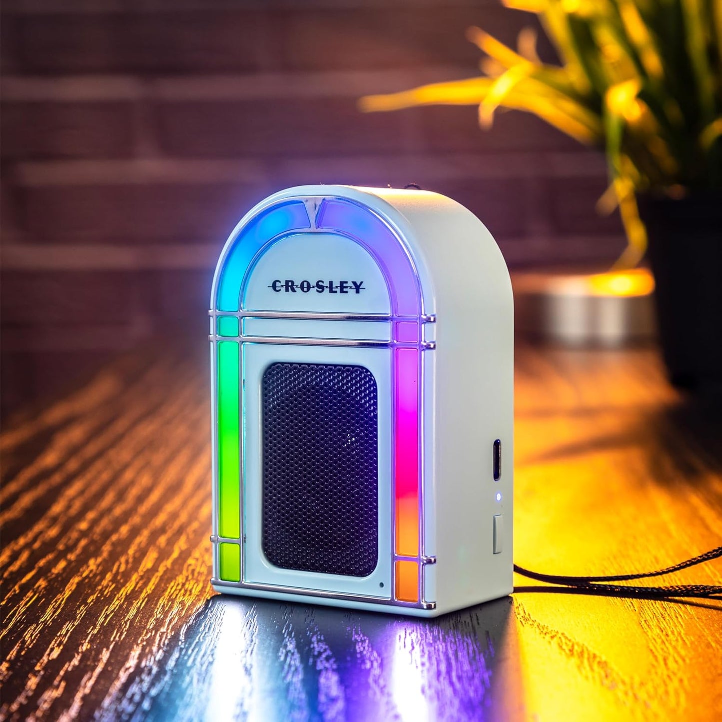 Crosley Aqua Blue Mini Jukebox Bluetooth Speaker with LED Lights