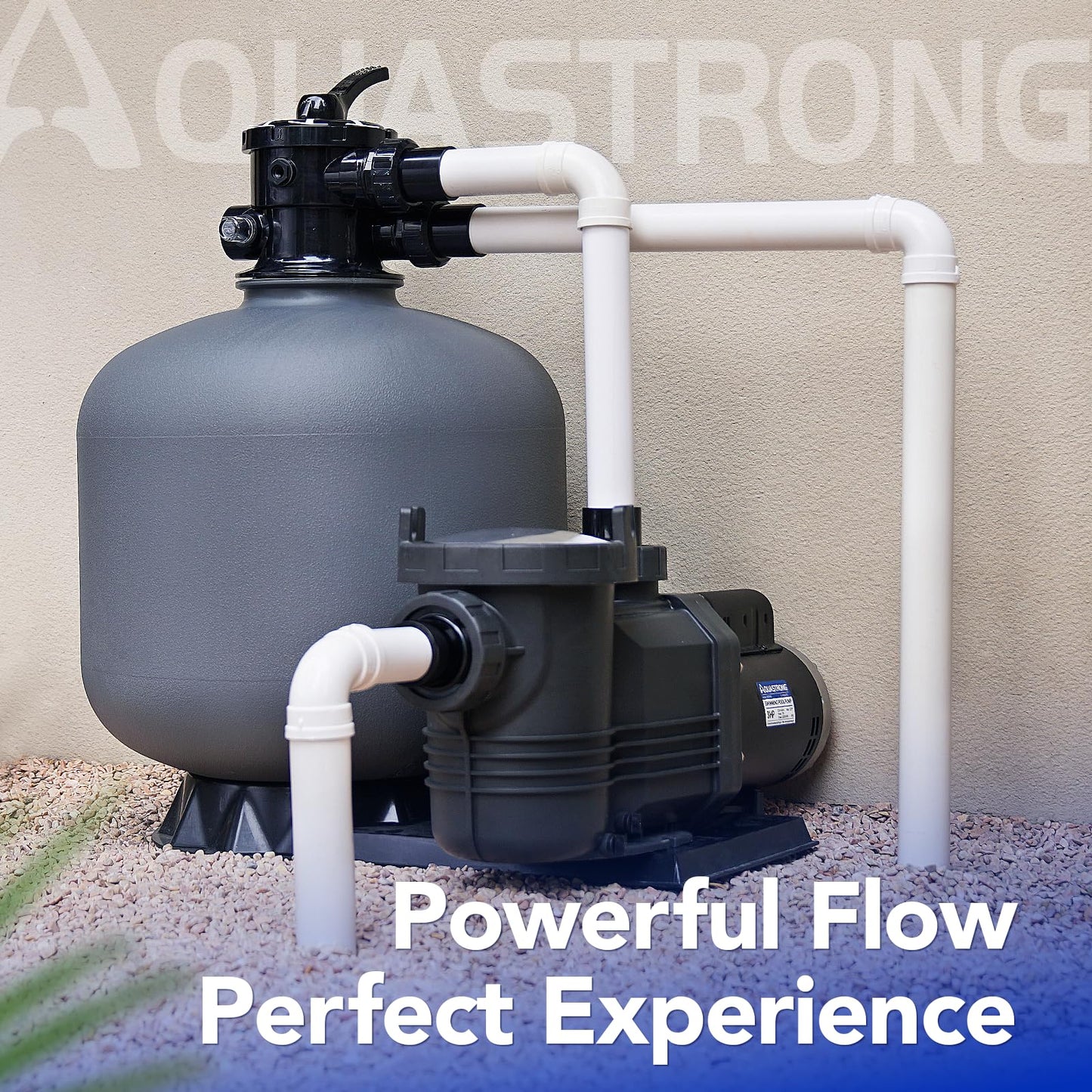 AQUASTRONG In/Above Ground Pool Pump Pure Copper Motor Energy Efficient High Flow Powerful Self Primming Swimming Pool Pumps with Filter Basket, Light Black