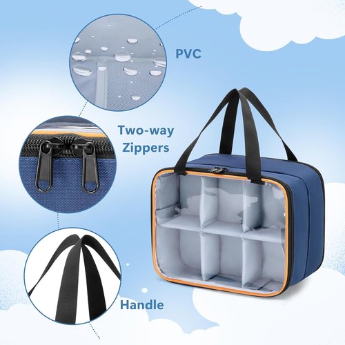LUXJA Double Layer Storage Bag - PVC Carrying Case for Hot Wheels Monster Trucks | Holds 14 Toy Cars, Blue