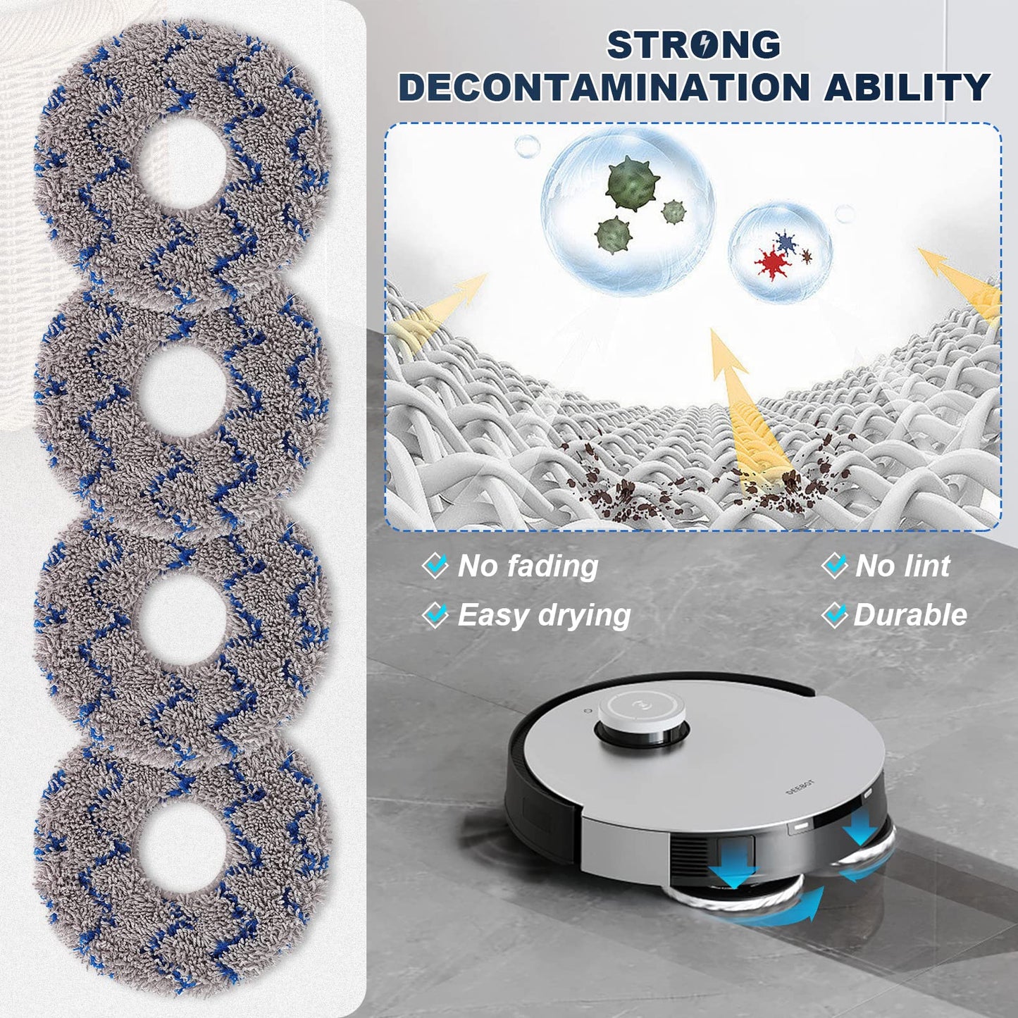 Replacement Parts for ECOVACS DEEBOT X1 OMNI Turbo T10 T20 Omni T20/T20 Max/T20 Pro Robot Vacuum Cleaner - Spare Accessories Kit Include 1 Main Brush 4 Side Brushes 4 Filter 4 Mop Pads 2 Dust bag