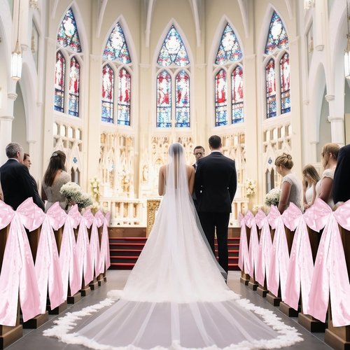 Knitgrip Large Wedding Pew Bows - Elegant Satin Ribbon Decorations | 12 x 29.5 Inch | Pink, 24 Pcs