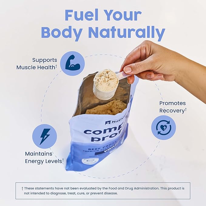 NativePath Complete Beef Protein Powder Isolate ??Grass-Fed, Pasture-Raised, Dairy & Lactose Free, Gluten Free, Zero Sugar, MCTs & Amino Acids ??20g Protein, Vanilla Flavor, 30 Servings