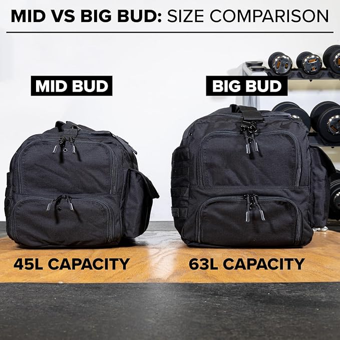 Serious Steel Fitness Heavy Duty 1000D Nylon Duffel Gym Bag (Mid BUD - Black)