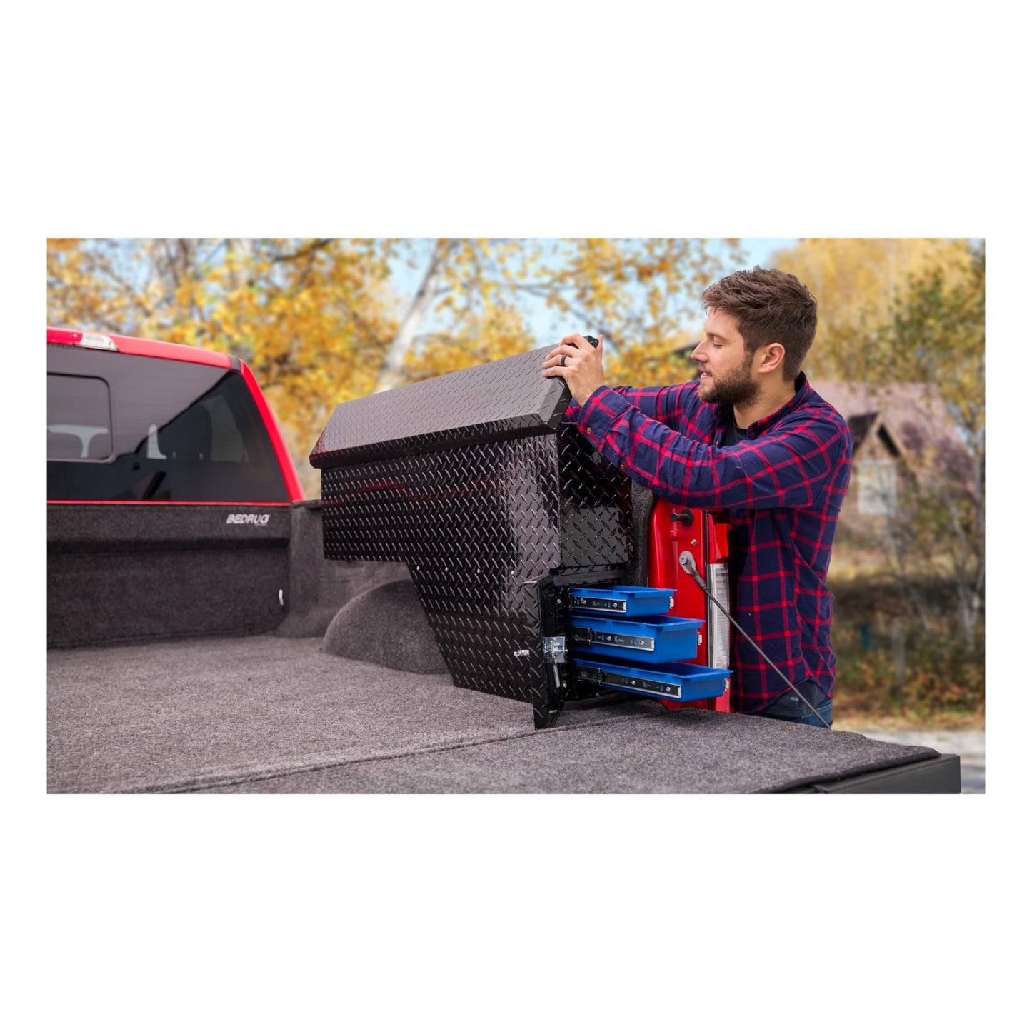 UWS EC30032 48-Inch Passenger-Side Gloss Black Heavy-Wall Aluminum Truck Fender Wheel Well Tool Box, RigidCore Lid