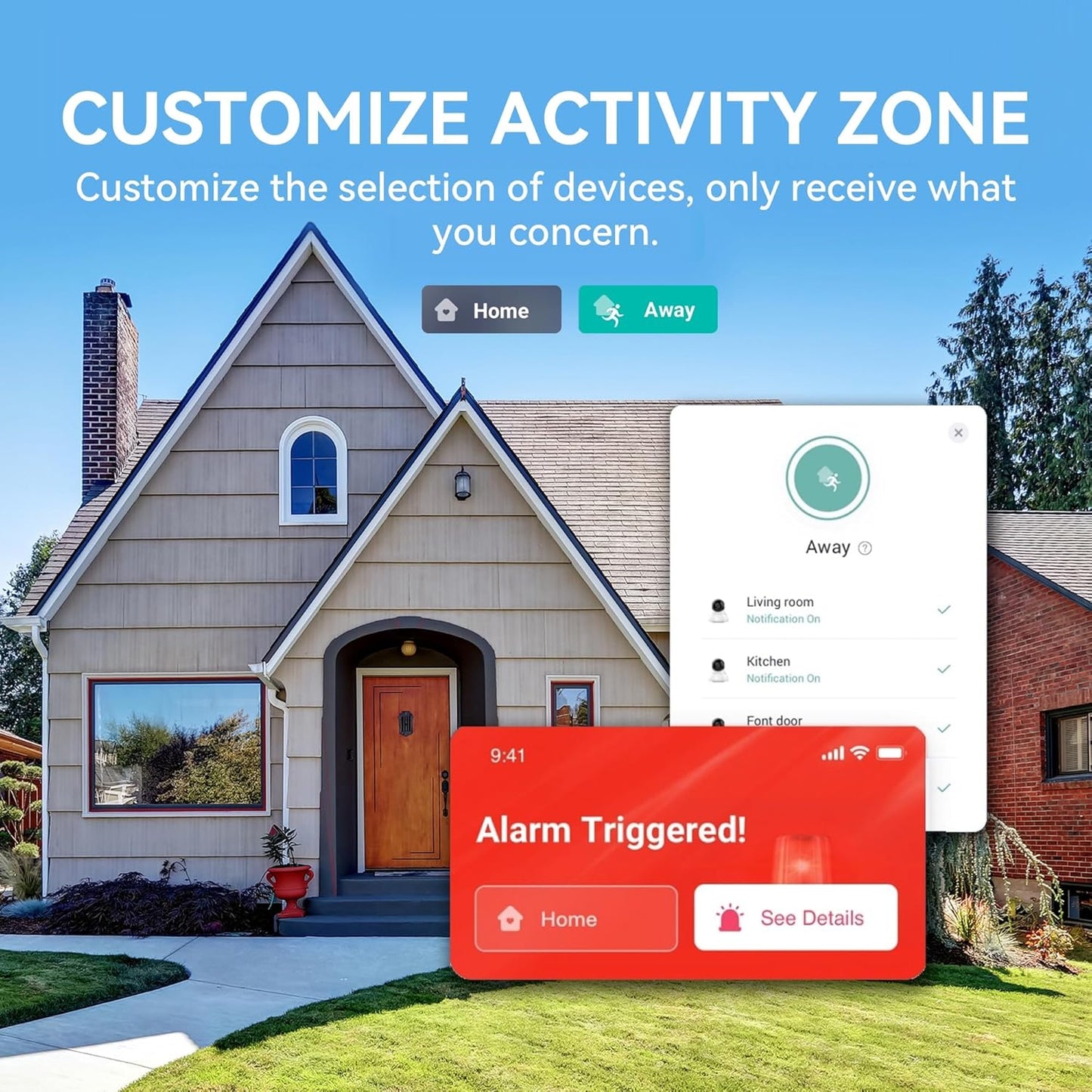 YI 2K 2-Way Indoor Security Camera with Adhesive Mount, Audio, AI Human/Vehicle/Pet Detection, Alerts, Night Vision
