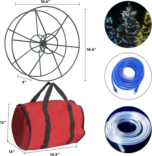 Dazzle Bright Christmas Lights Storage Bags - Red Tear-Proof Oxford Fabric with 3 Metal Reels