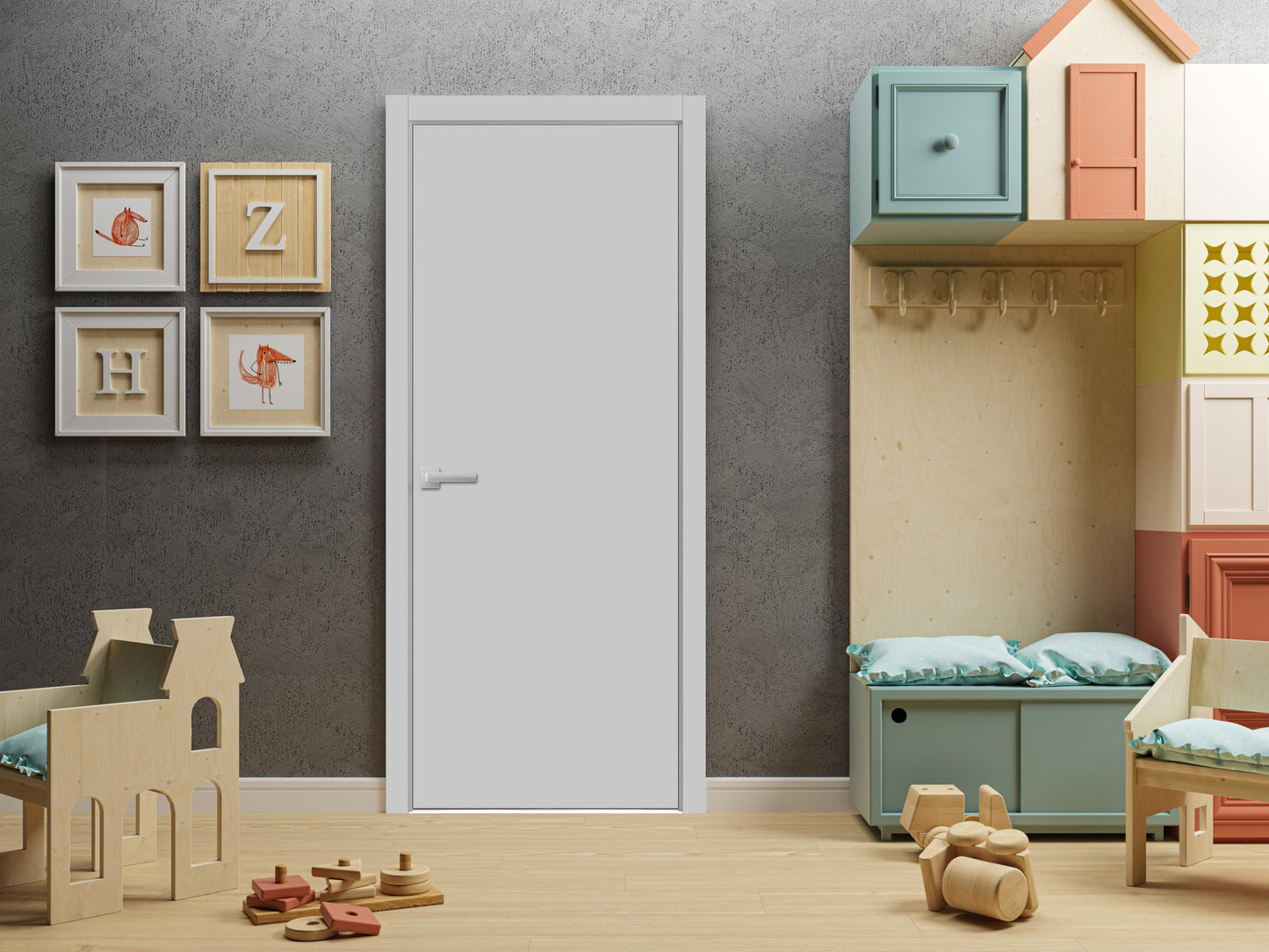 Sartodoors PLANUM 0010 | 32 x 84 | Matte Grey Interior Single Swing Door with No Glass | Solid Wood with Honeycomb Door in Modern Style | Hardware Included