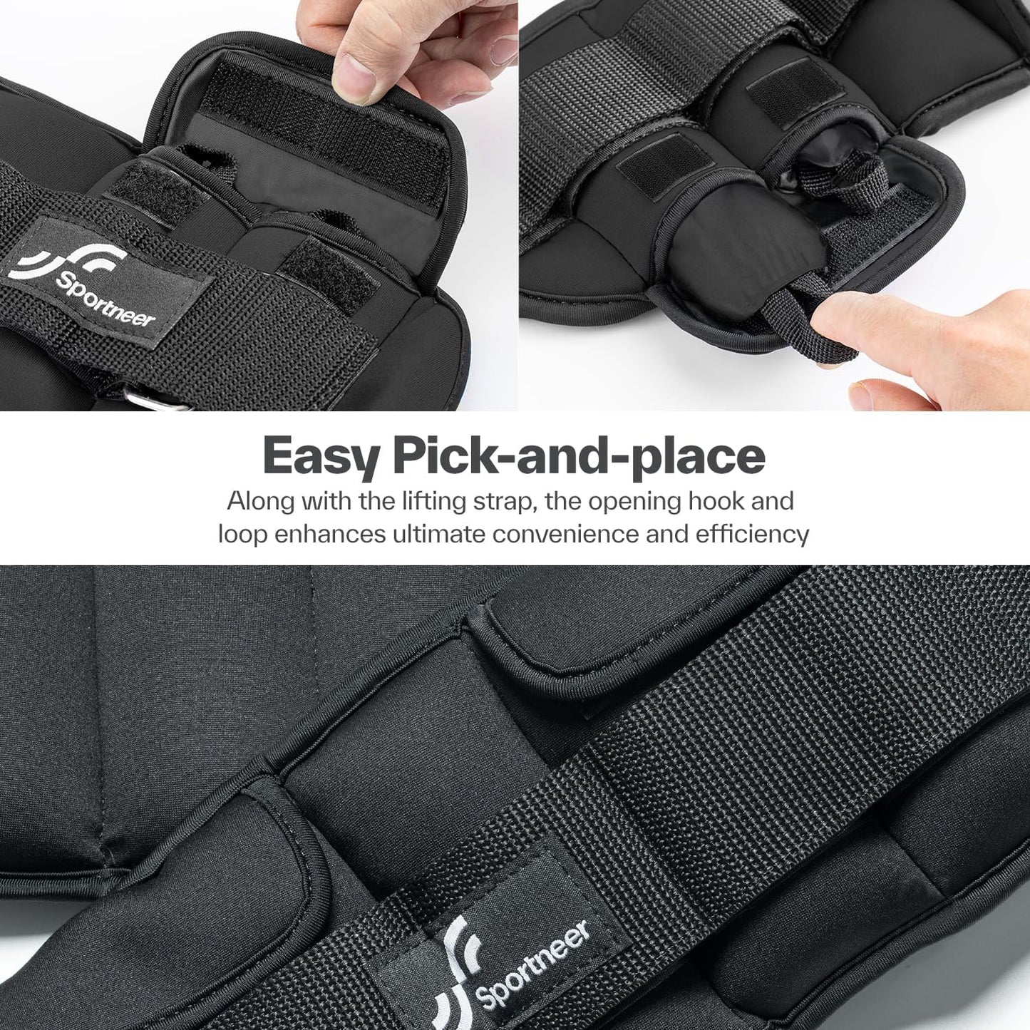 Sportneer Adjustable Ankle Weights: Improved Adjustable Leg Weights, Weight Cuffs Weights for Gym, Fitness, Workout, 1-5 lbs per Ankle, 1-10 lbs per Pair