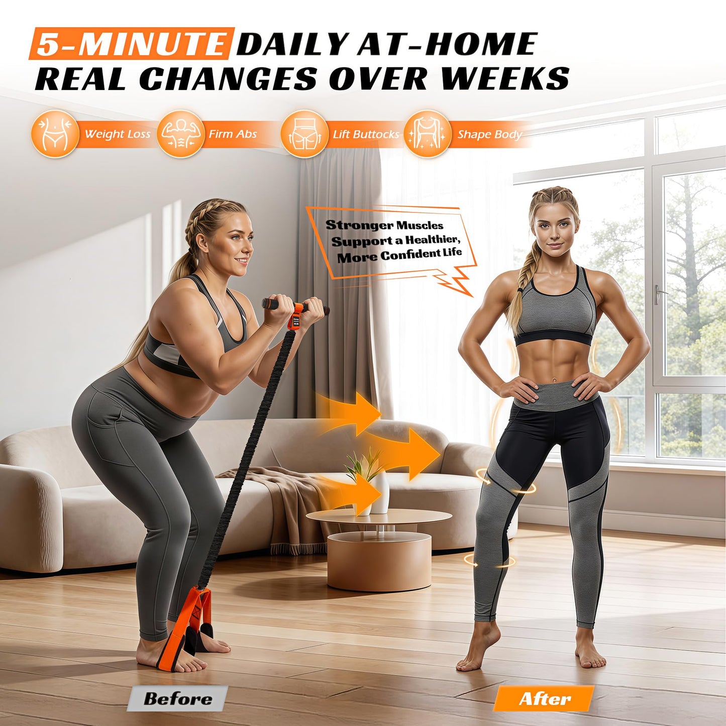 KUTIZE Multifunction Pedal Resistance Band with Handle, Upgraded Exercise Equipment with Soft Foot Pedal for Sit Up & Full-Body Home Gym Workouts, Core/ABS Training, Pilates, Yoga & Physical Therapy