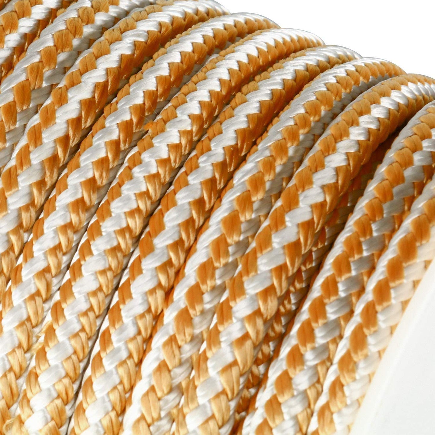 Amarine Made Heavy Duty Double Braid Nylon Anchor Line with Stainless Steel Thimble-White/Gold Color 1/2 inch Thickness 300 ft Long