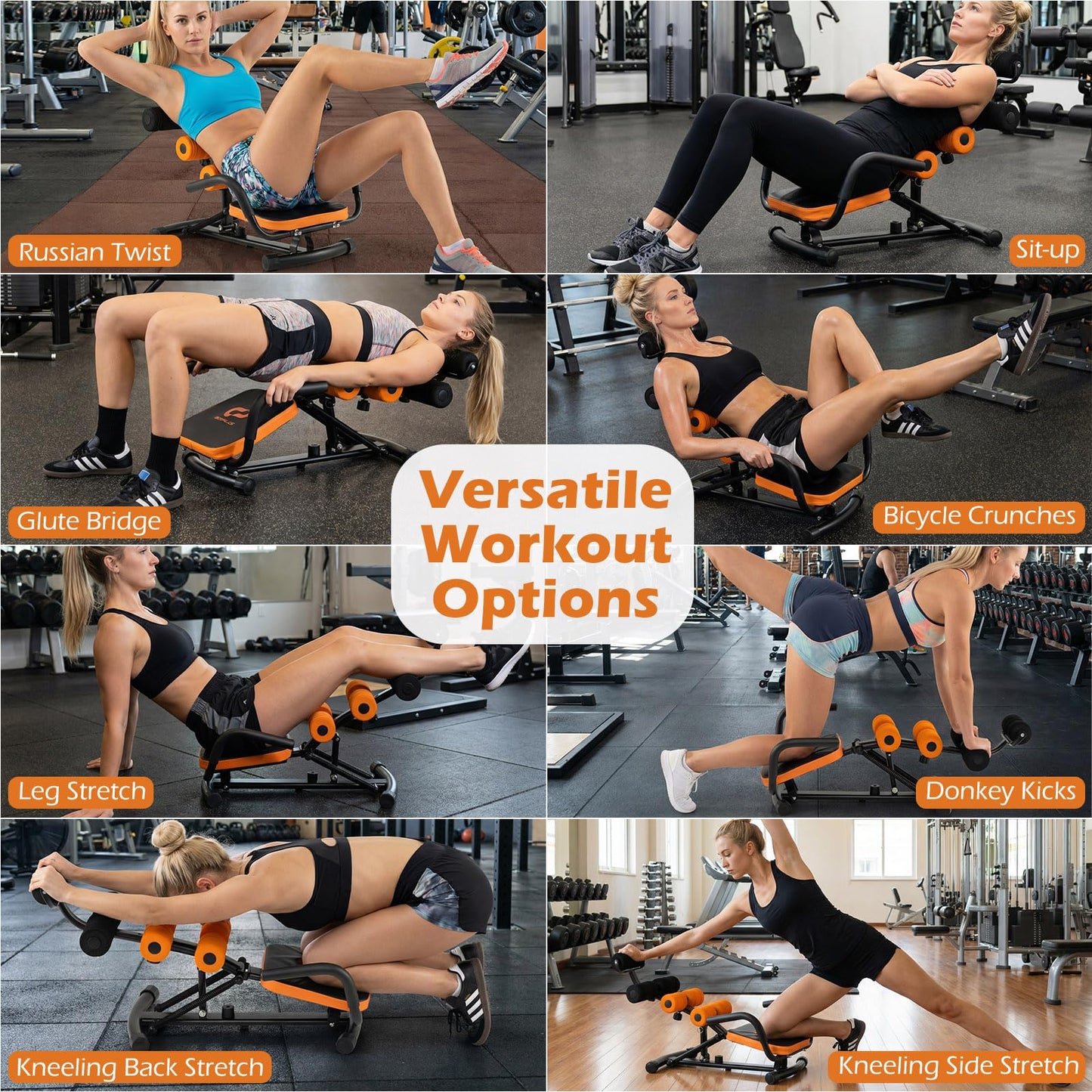Goplus Ab Machine, Core Abdominal Trainer w/ 3-Position Adjustable Backrest, Foam Support, Ab Trainer Sit Up Bench Chair Ab Rocket Exercise Equipment for Home Gym Full-Body Workout