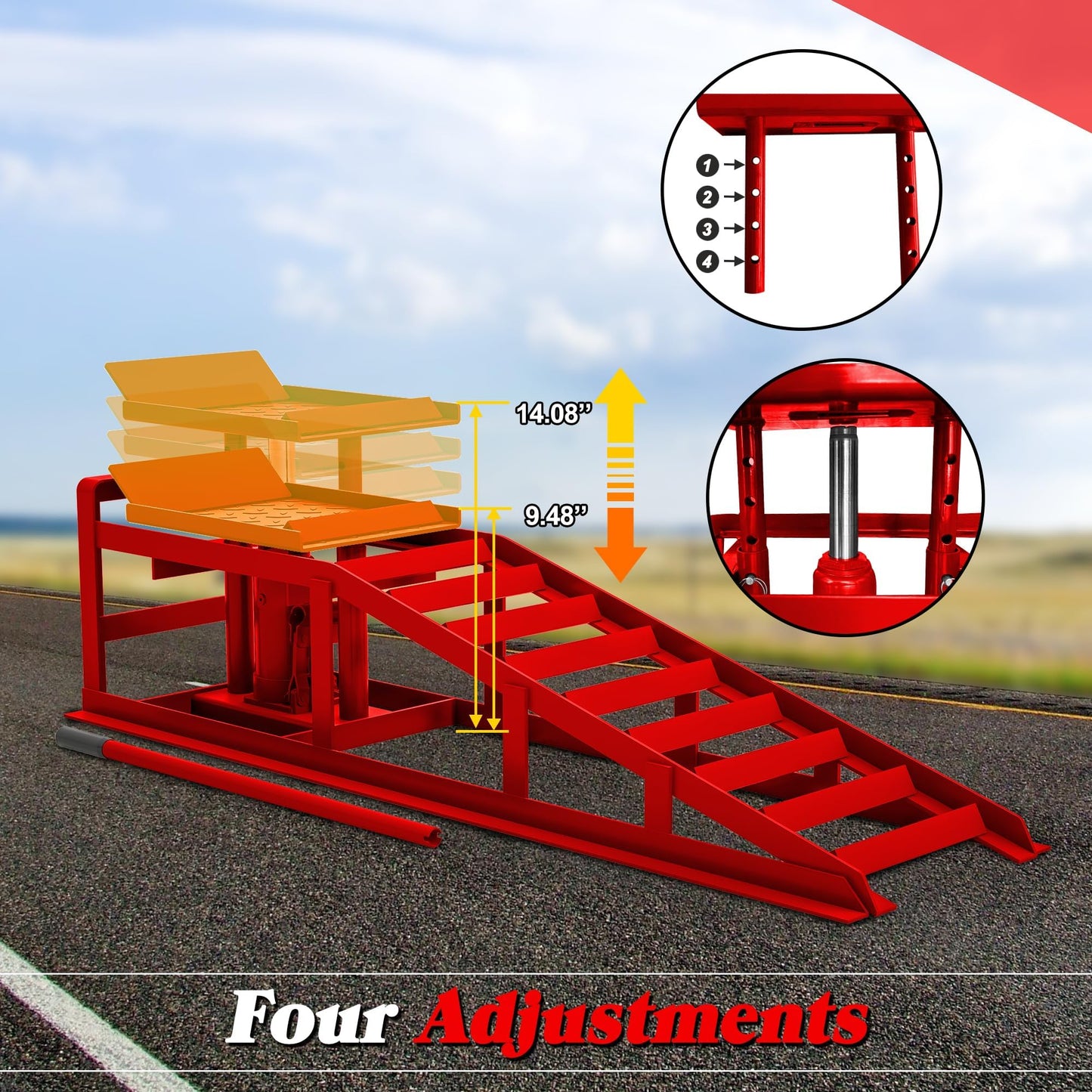 GarveeTech 2 Pack Hydraulic Car Ramps 5 T 10000 LBS Low Profile Car Lift Service Ramps Truck Trailer Garage,Height Hydraulic Vehicle Ramps