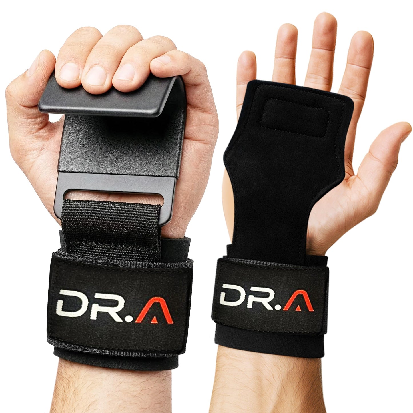 Doctor Developed 3-in-1 Lifting Straps, Hooks & Wrist Wraps - Switch Between Modes in Seconds - Heavy Duty Grips for Deadlifts, Pull-Ups, Shrugs, Rows, Bench Press & Squats (Pair, Black)