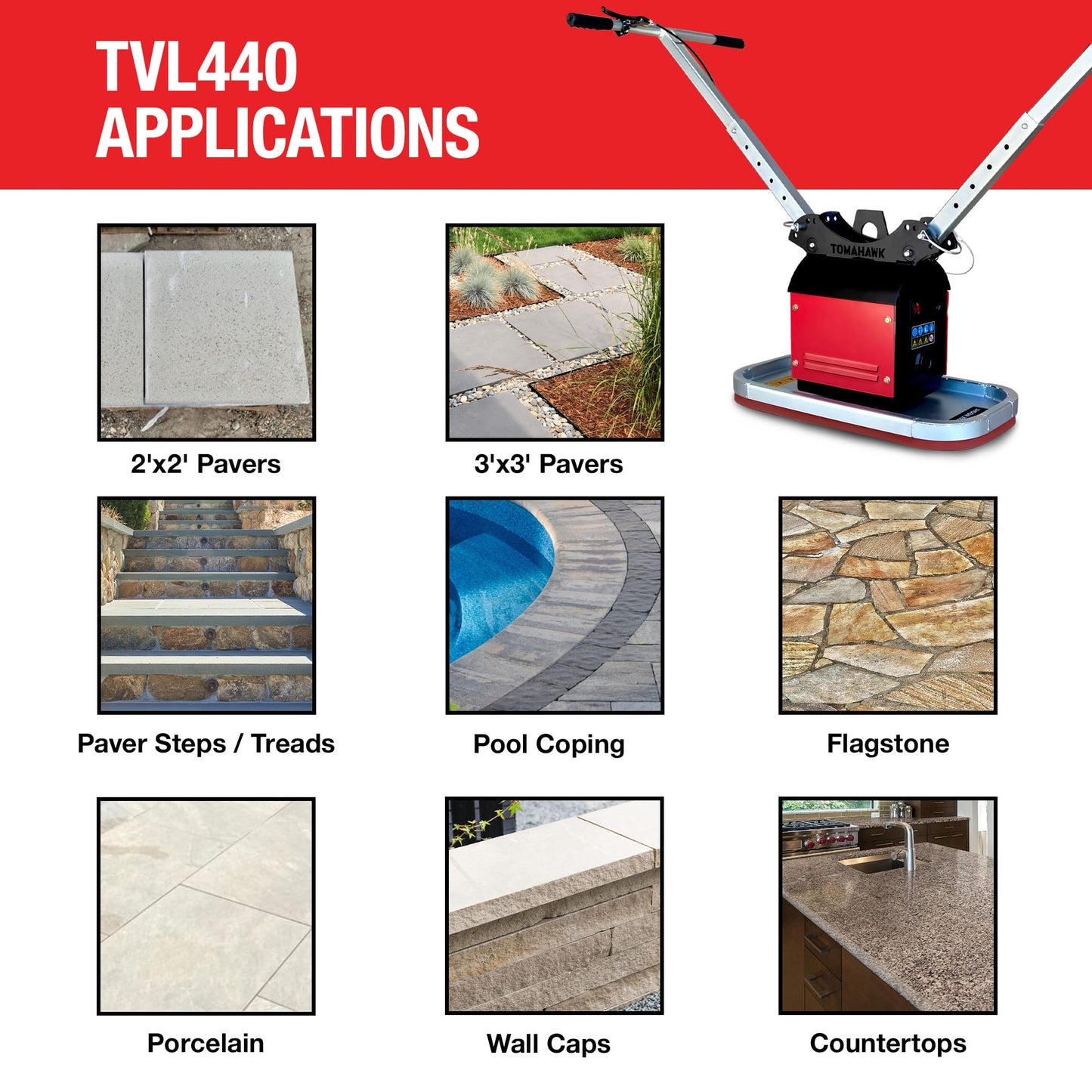 440 lb Electric Paver Slab Vacuum Lifter 1200W for Hardscaping, Concrete, and Stone Placement