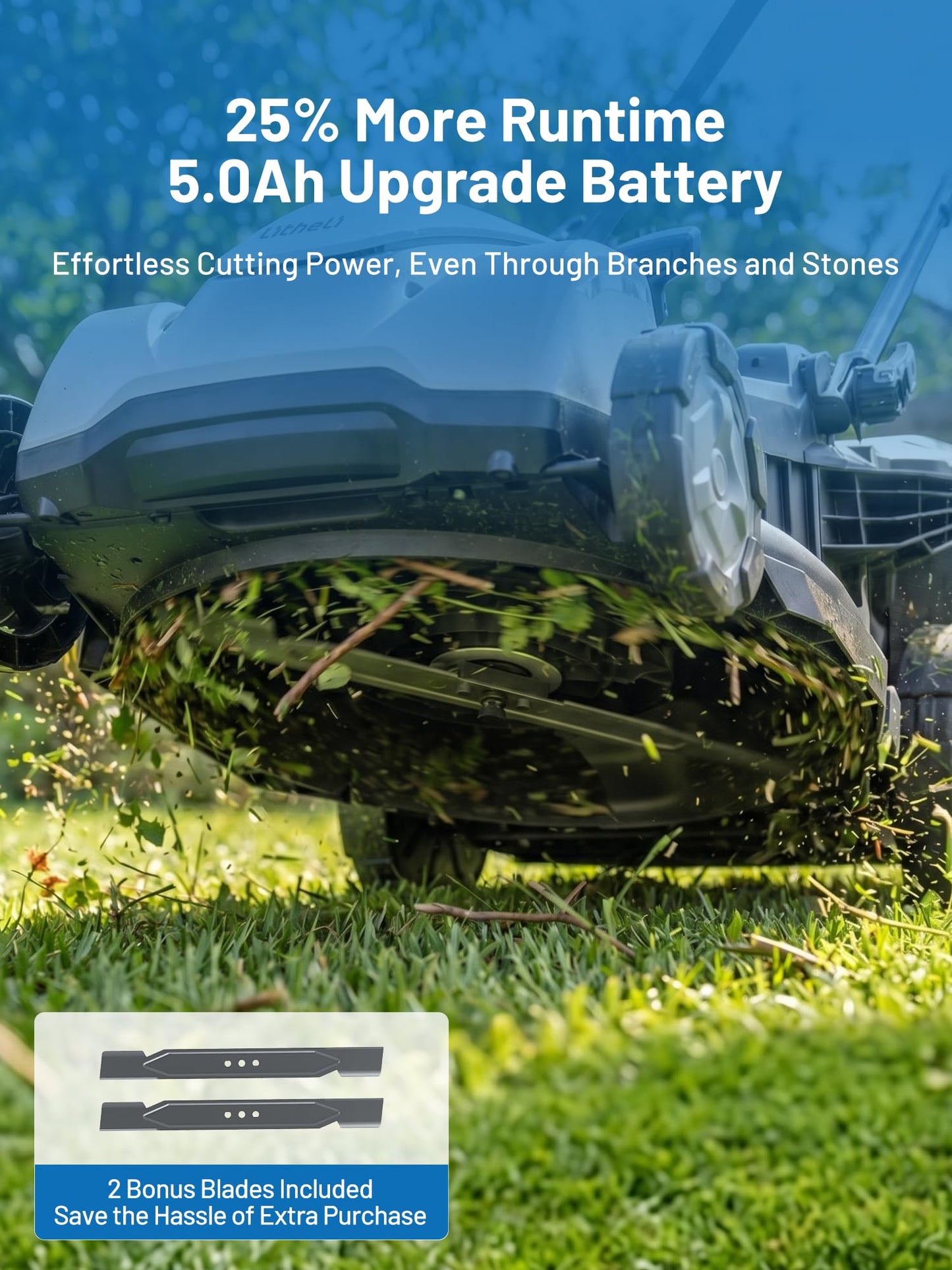 Electric Lawn Mower, Self-propelled Lawn Mower Cordless 40V(2 * 20V) 18.5" Brushless Mower with Electric Cutting Height Adjustment, Higher Rotation Speed, 4 x 4.0Ah Battery and Rapid Charge Included
