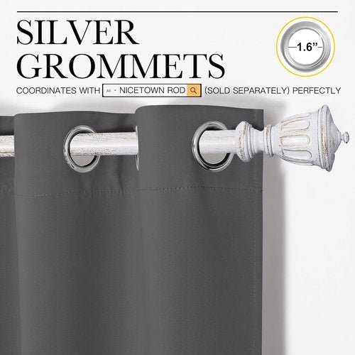 NICETOWN Blackout Curtains - Thermal Insulated Drapery Panels | Gray, 42 x 50 Inches (Two Panels)