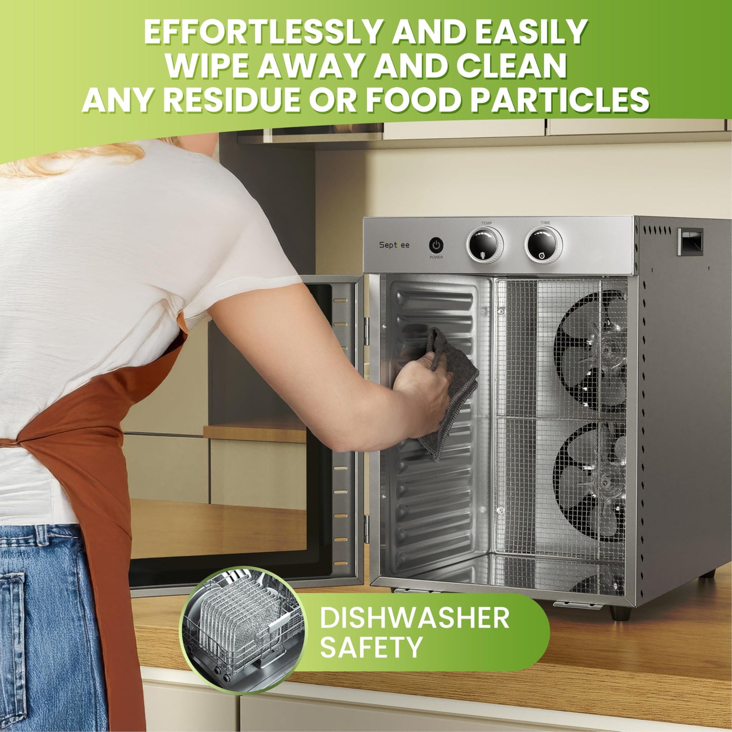 Food Dehydrators Machine with 12 Stainless Steel Trays with Timer Setting Temperature Adjusted 68 ℉ to 194 ℉ Dryer for Herb Fruit Meat Vegetables Mushroom Beef for Commercial Household Pitch Black