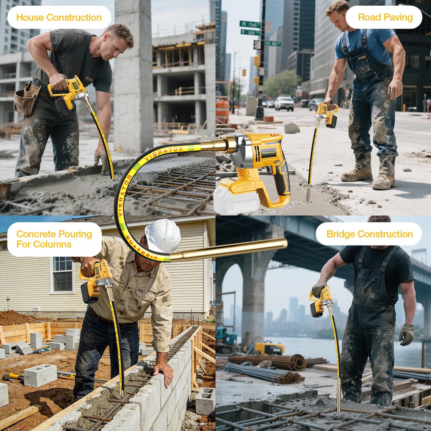 Handheld Concrete Vibrating Tool for Dewalt 20V Max, 1200W Brushless Motor, Cordless Electric Concrete Vibrator with 3.28ft Shaft Rod, 6000 RPM, Effective for Air Bubble Removal (NO Battery)