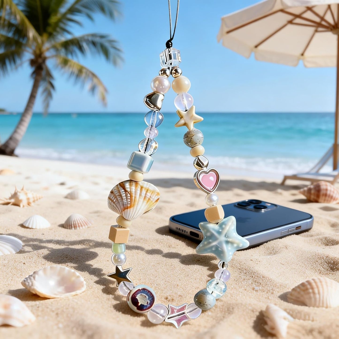 2 16 Pcs Phone Charm Strap Universal Hand Phone Wrist Strap Camera Lanyard Pearl Beaded Cute Chain String Accessories
