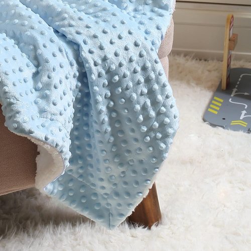 CREVENT Cozy Soft Sherpa Baby Blanket - Warm All-Season Crib & Stroller Blanket for Infants | 30" x 40" Blue Dot