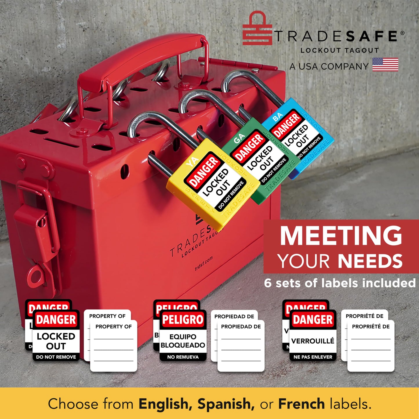 TRADESAFE Lockout Tagout Locks Set, 10 Orange Keyed Alike Unlimited Grouping Safety Padlocks, 2 Keys Per Lock, OSHA Compliant Loto Locks for Lock Out Tag Out Kits