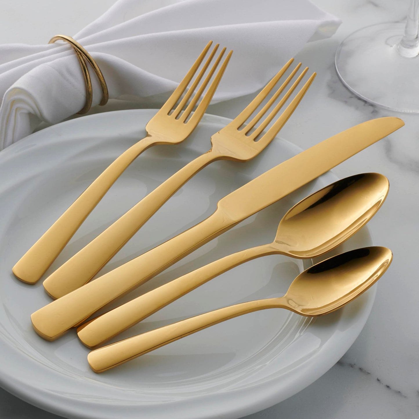 Oneida B1024020AL20 Aptitude Gold 20 Piece Everyday Flatware Set, Service For 4