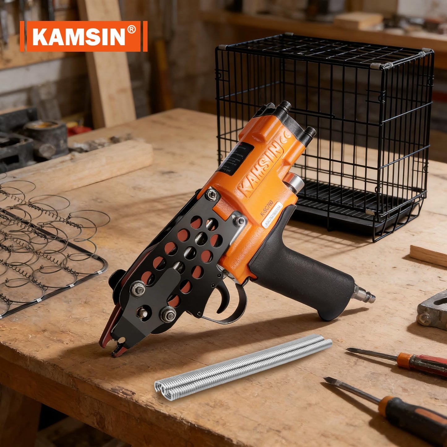K-SC760 16 Gauge 1/2-Inch Hog Ring Gun, 3.0-4.8mm Closure Diameter Pneumatic Hog Ring Tool, Automatic C Ring Plier, Hog Rings Tool for Fencing, Cages (K-SC760 C Ring Gun)