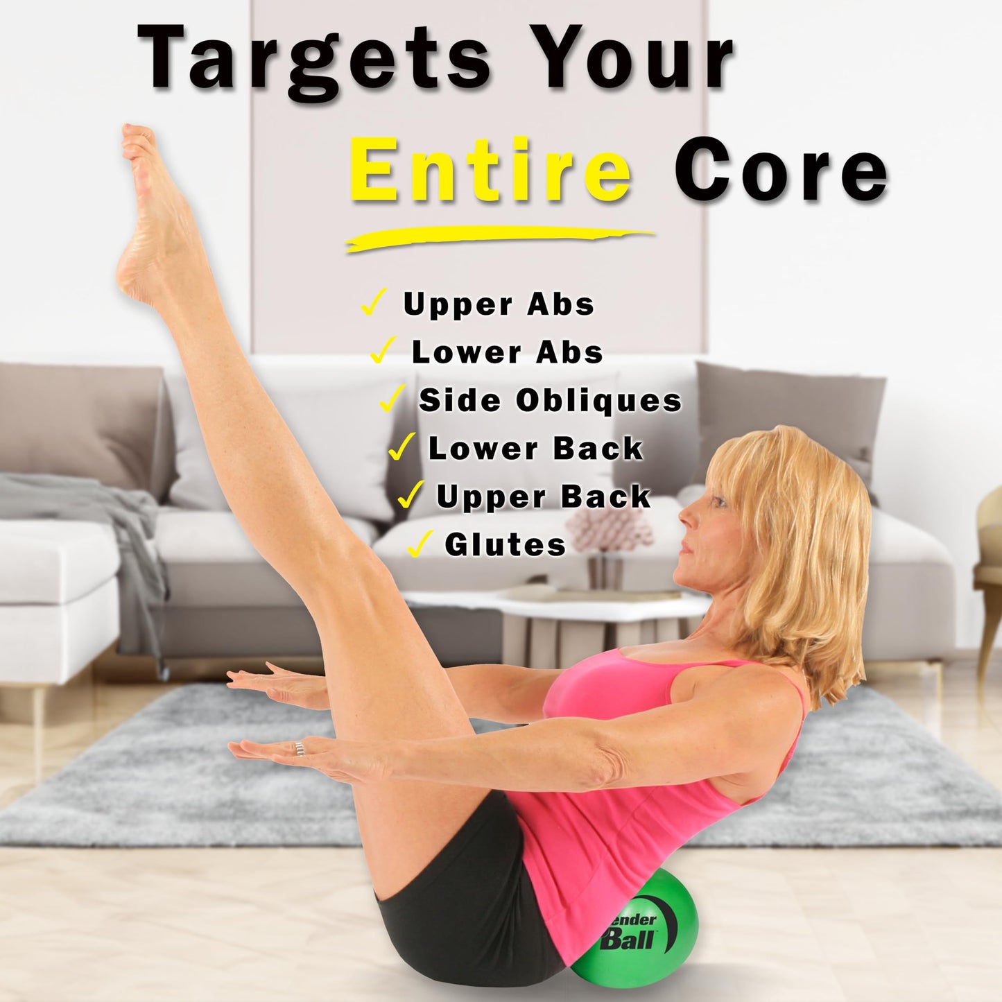 The Original 9 inch Pilates Ball - Black - Exercise Ball for Abs, Core & Back - Workout Ball for Home Gym and Fitness Routines - Easy to Carry in Gym Bag or Luggage