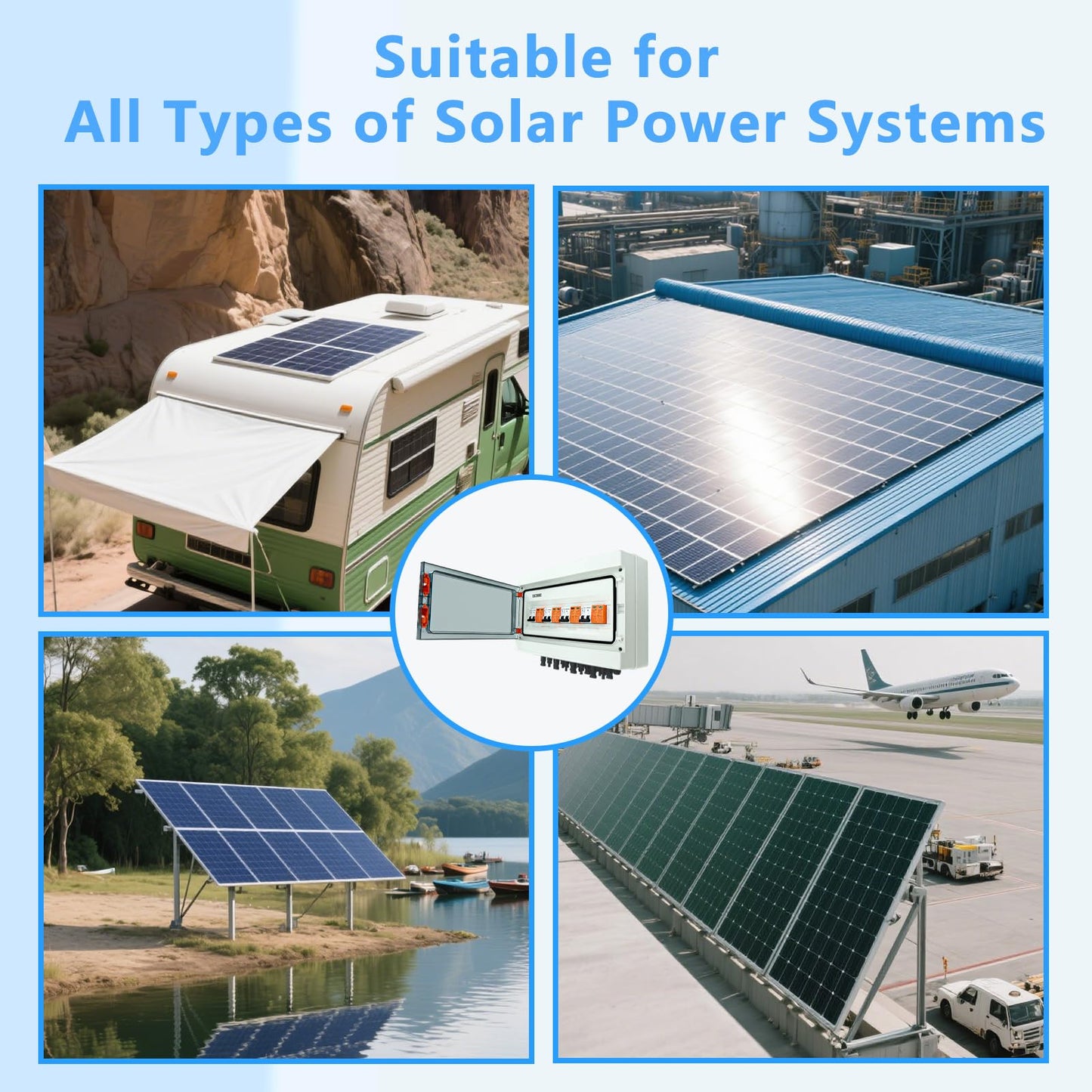 Solar Disconnect Switch, PV Combiner Box 4 String 1000V 40A Solar Surge Protector, IP65 Waterproof, Plug & Play Outdoor Solar Panel System