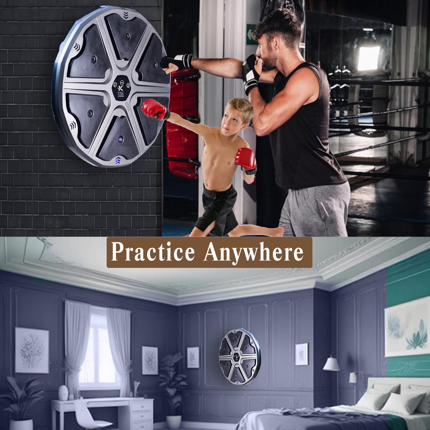 Klaasen Smart Music Boxing Machine for Kids & Adults | Bluetooth Music | 9 Training Modes | Professional Reflex & Speed Trainer, Wall Mounted Boxing Target | Perfect Fitness Gift for Kids