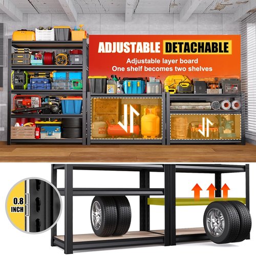 Heavy Duty Metal Shelving Unit by [Brand Name] - Adjustable 5-Tier Garage Storage Rack | 2050 lbs Capacity, 71"x46"x18"