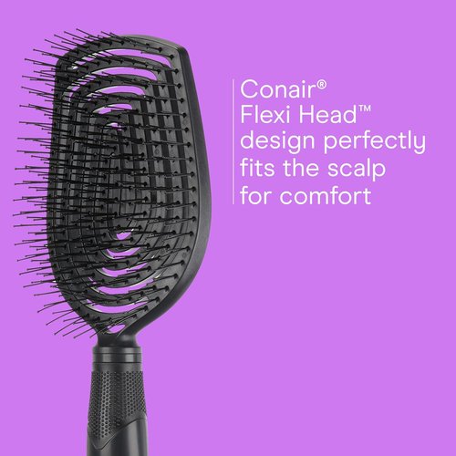 Conair Scalp Care Detangling Hairbrush - Curly Hair Brush & Scalp Massager - Black Onyx