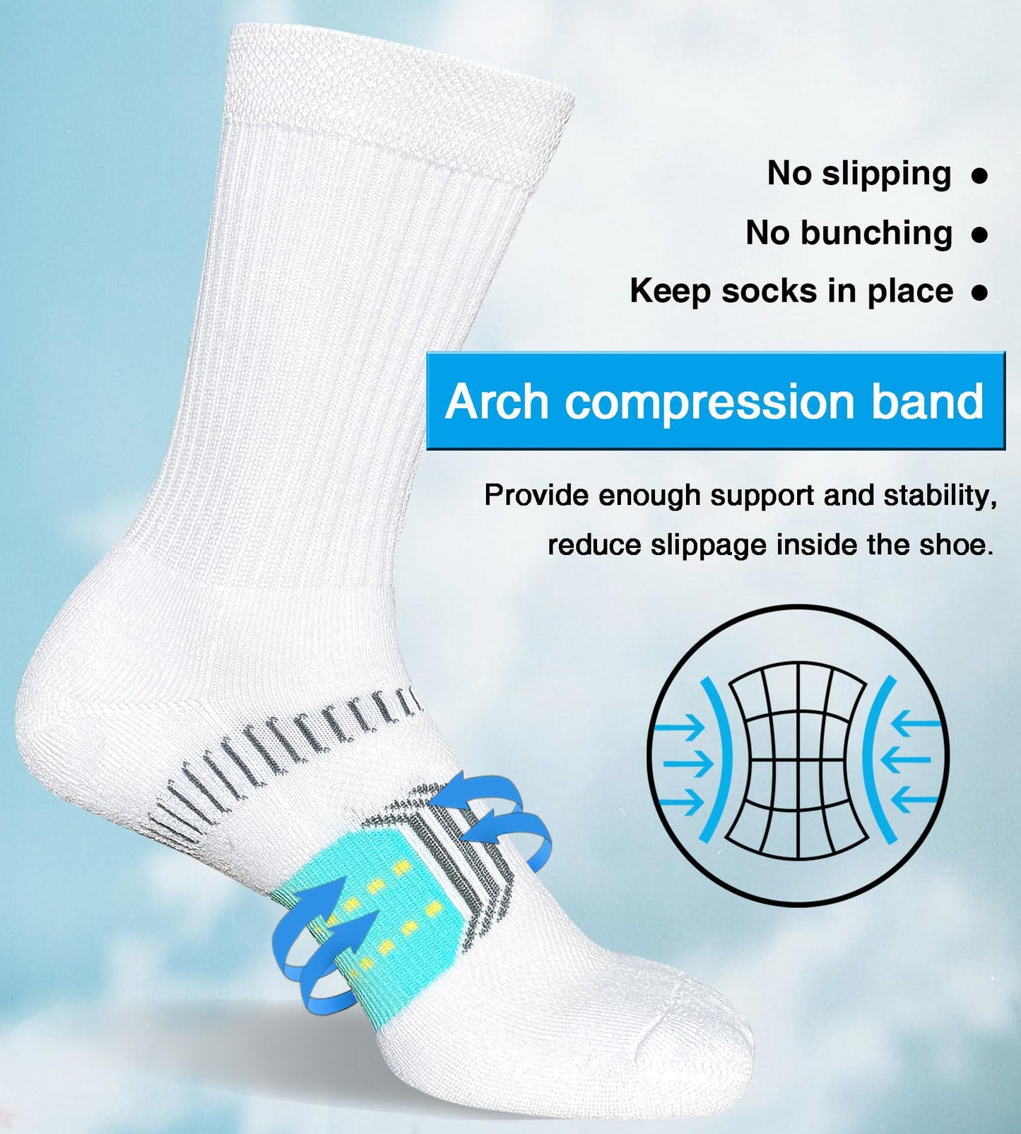suaskk Womens Cushioned Athletic Running Crew Socks, Breathable Wicking Comfort Hiking Sock 5 Pairs