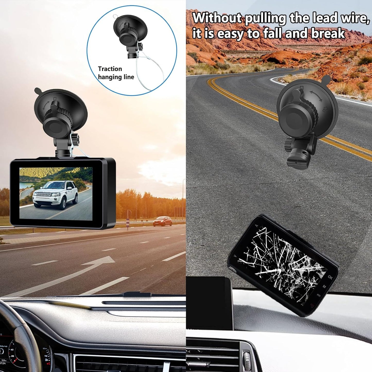 LIUFACAI R2-4K R2-4K 2 Sets Dash Cam Mount, Windshield Suction Cup Mounting Bracket, Suction Cup Bracket, Suitable
