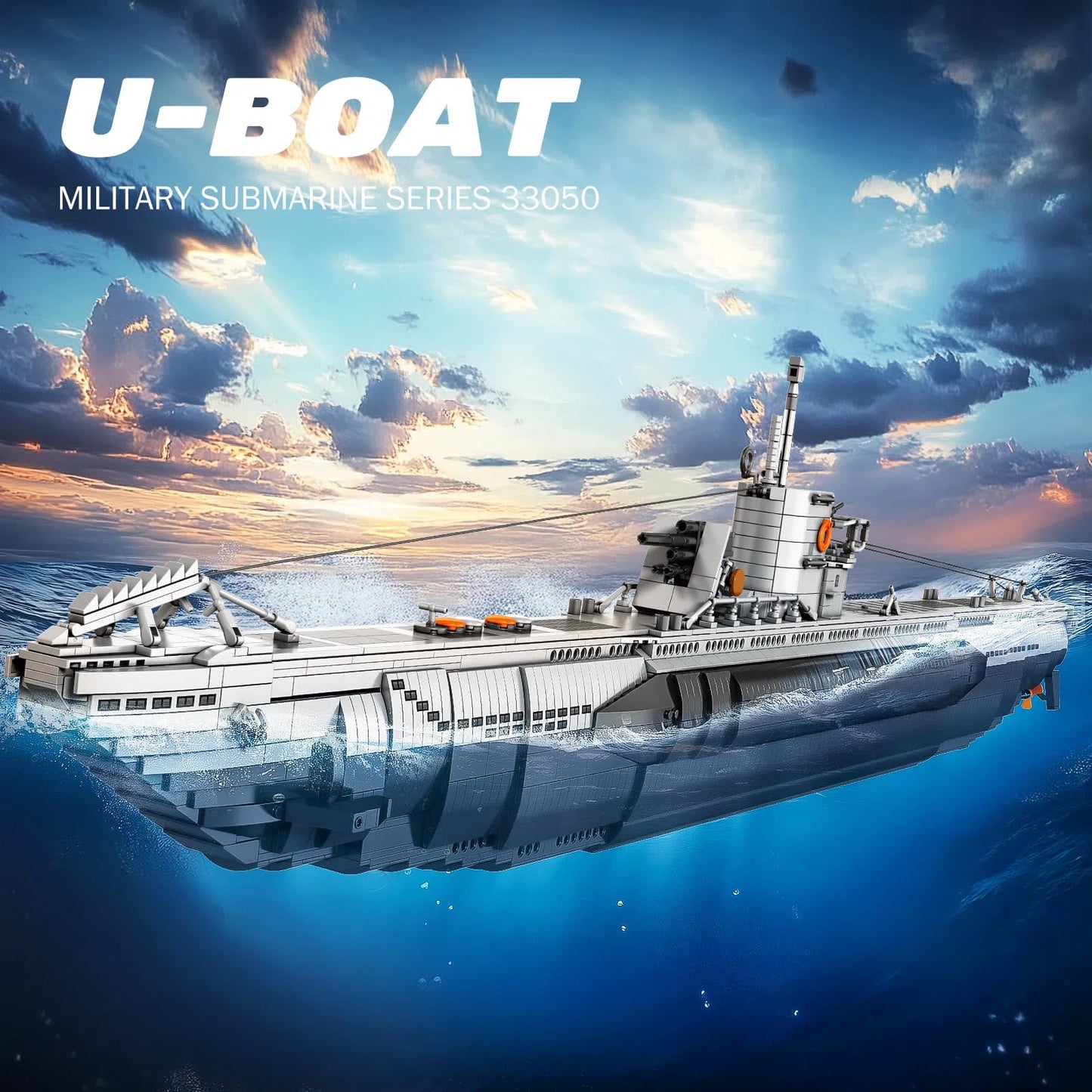 Reobrix U-Boat Submarine Building Set, Military Submarine Model Kit for Adults, WW2 History Collectible Home Decor Battleship Construction Set 33050, Army Toy Gifts for Boys Men, Military Fans