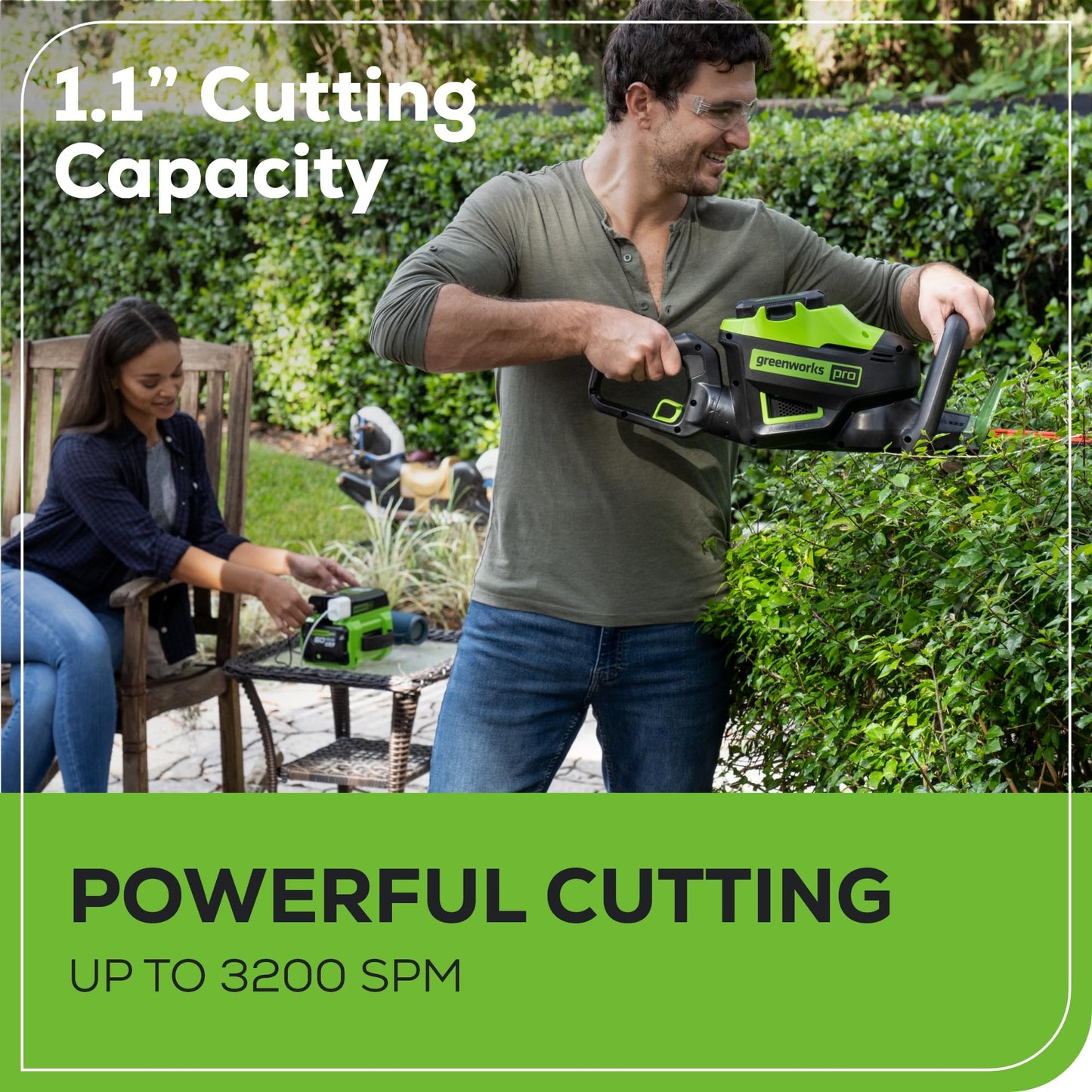 Greenworks 60V 26" Brushless Cordless Battery-Powered Hedge Trimmer, 2.0Ah Battery and Charger Included