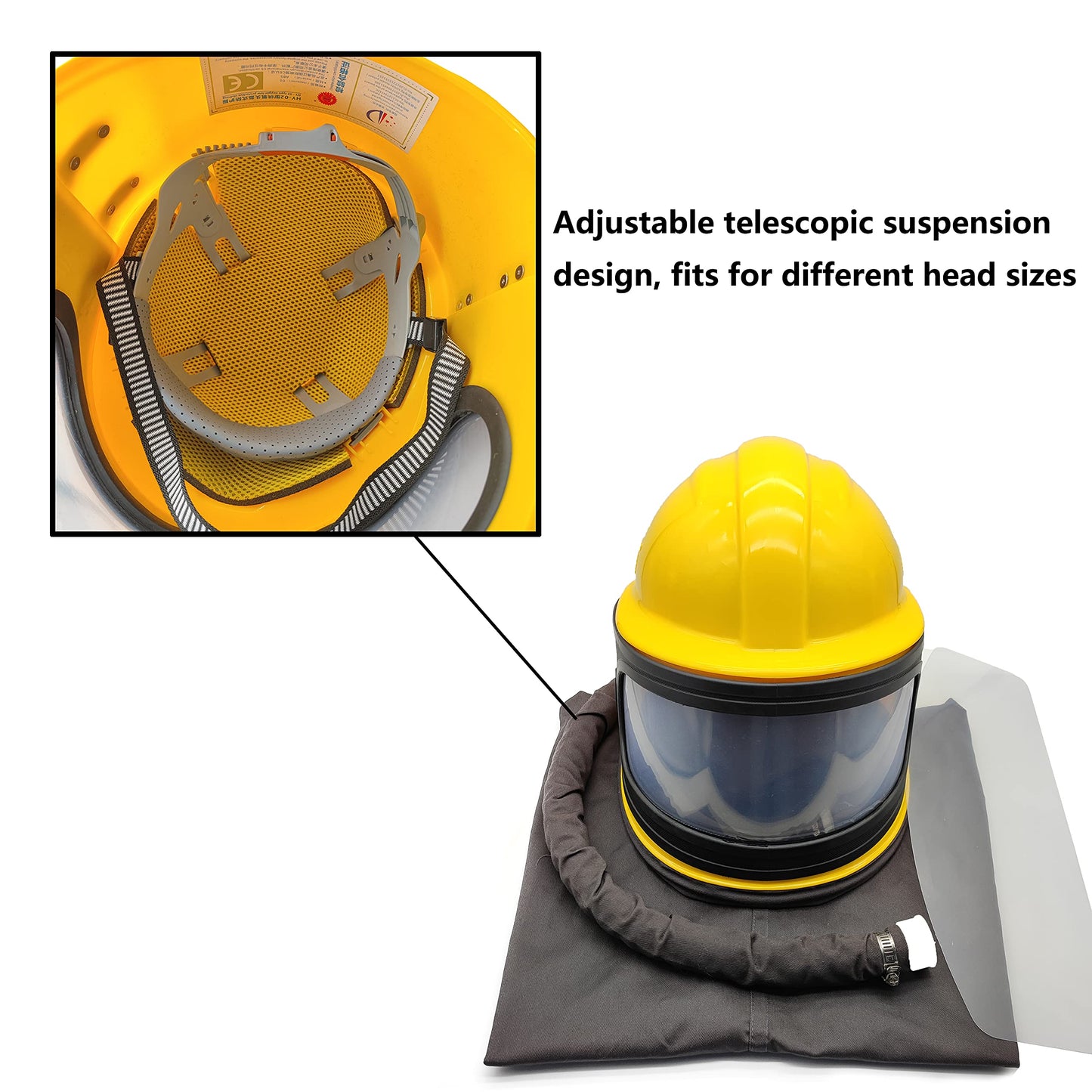 Sandblaster Helmet Safe Air Feed Sand Blast Helmet Shoulder Protective Sand Blast Hood Protector Sandblasting Thermostat 5 Pieces Outer Lenses (Yellow)