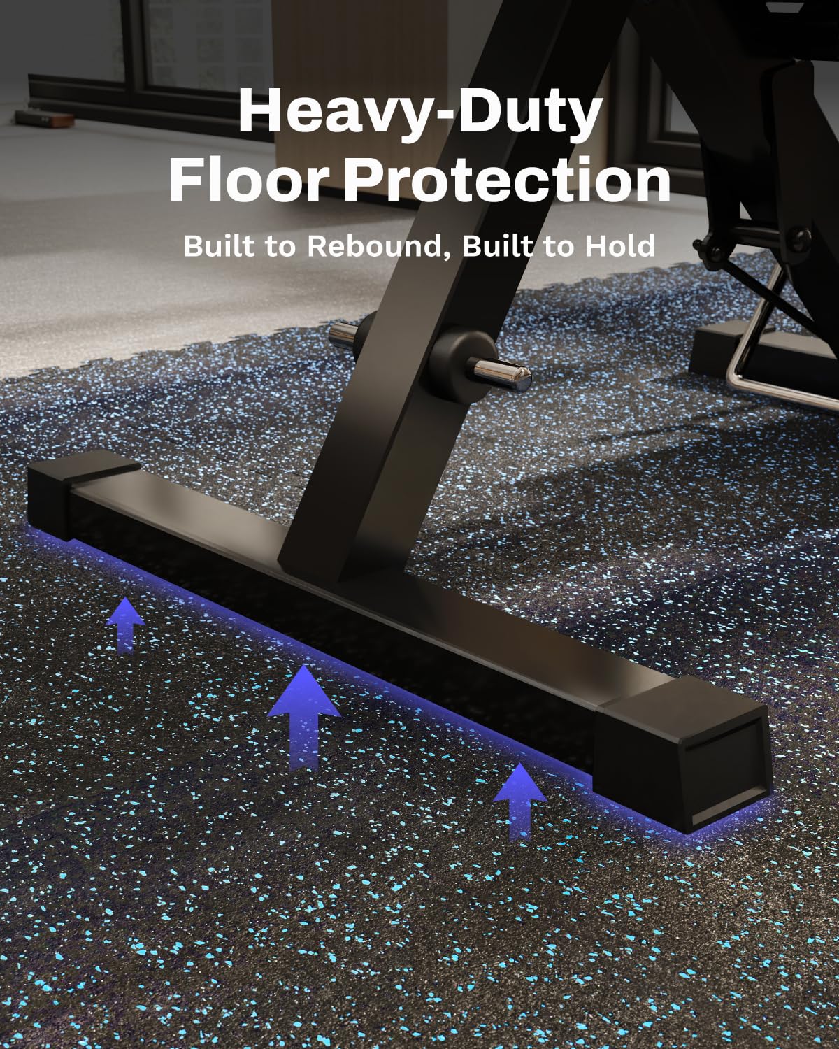 AIRHOP 0.56in Thick 24 Sq Ft Exercise Equipment Mats, 6 Tiles Upgraded Rubber Top with High Density EVA Foam, Large Interlocking Puzzle Gym Flooring for Home Gym, Heavy Weight Workout,Black & Blue