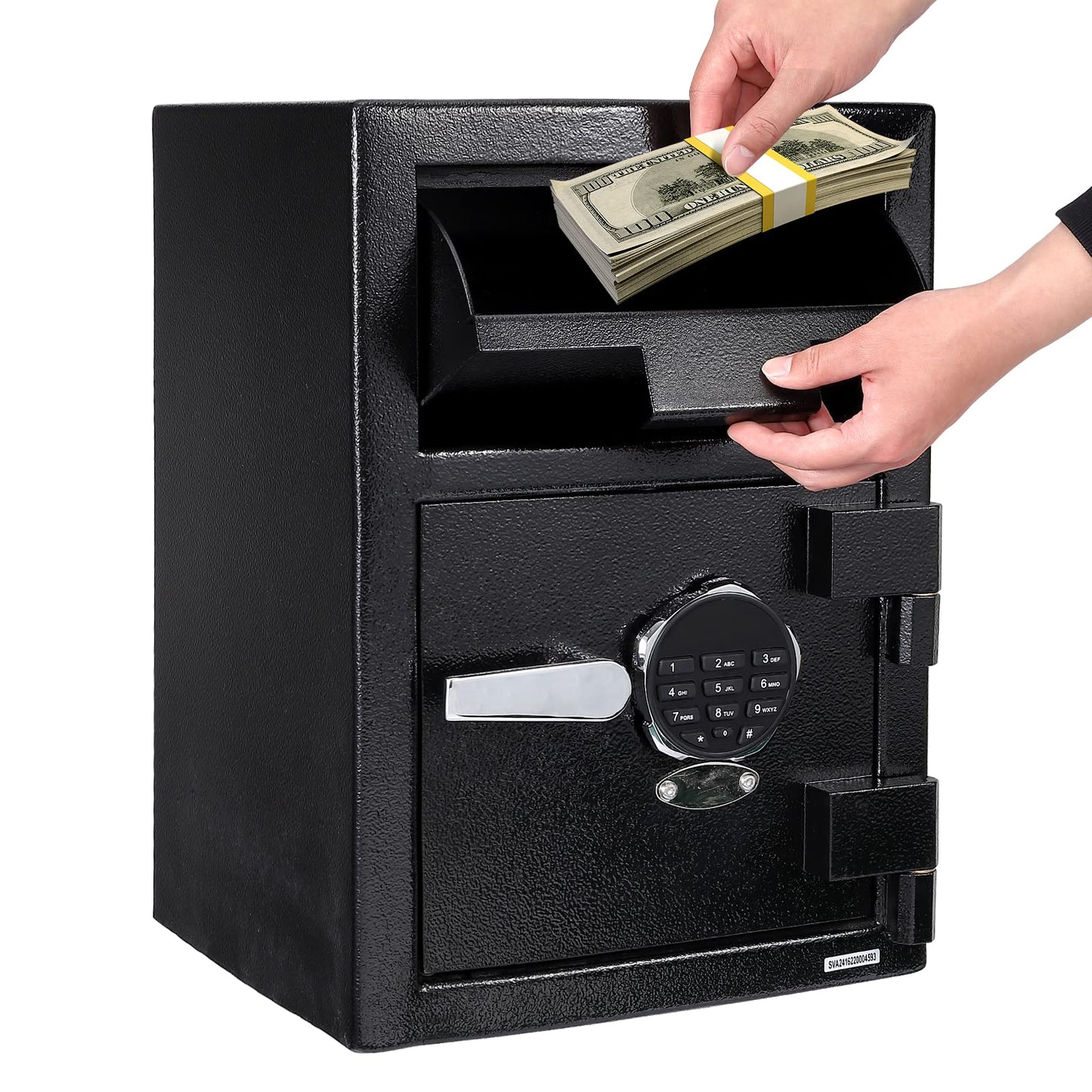 Fireproof Depository Safe with Drop Slot, Electronic Anti-Theft Drop Safe for Business with Programmable Numeric Keypad Lock and Spare Keys, Cash Drop Safe Box for Office Home Retail Store