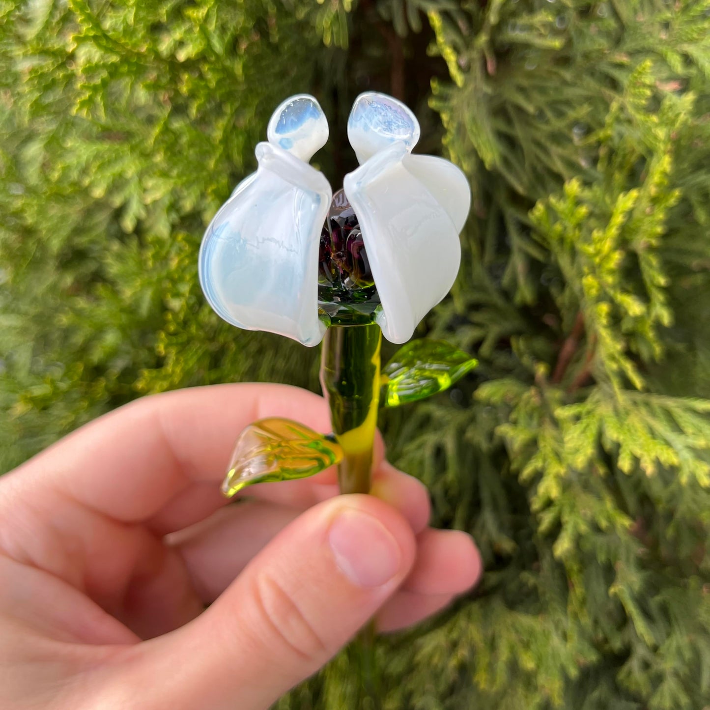 White Tulip Flower Figurine – Hand-Blown Murano-Style Sculpture – Art Tulip Ornament for Vase or Shelf – Gift for Women & Home Décor